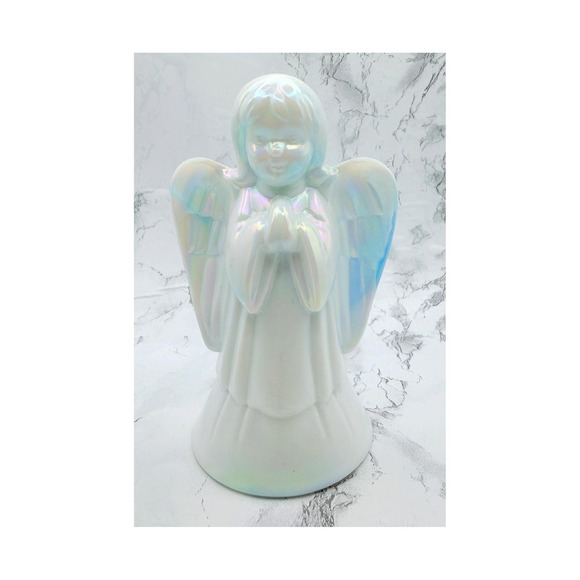 Fenton Other - Signed Bill Fenton Celeste Blue Milk Glass Iridescent Angel C18612 6 Inch